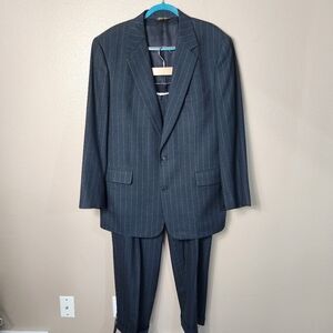 Brooks Bros Mens |44L Jacket/38x30.5 Pants| Charcoal Gray Pinstripe Wool Suit